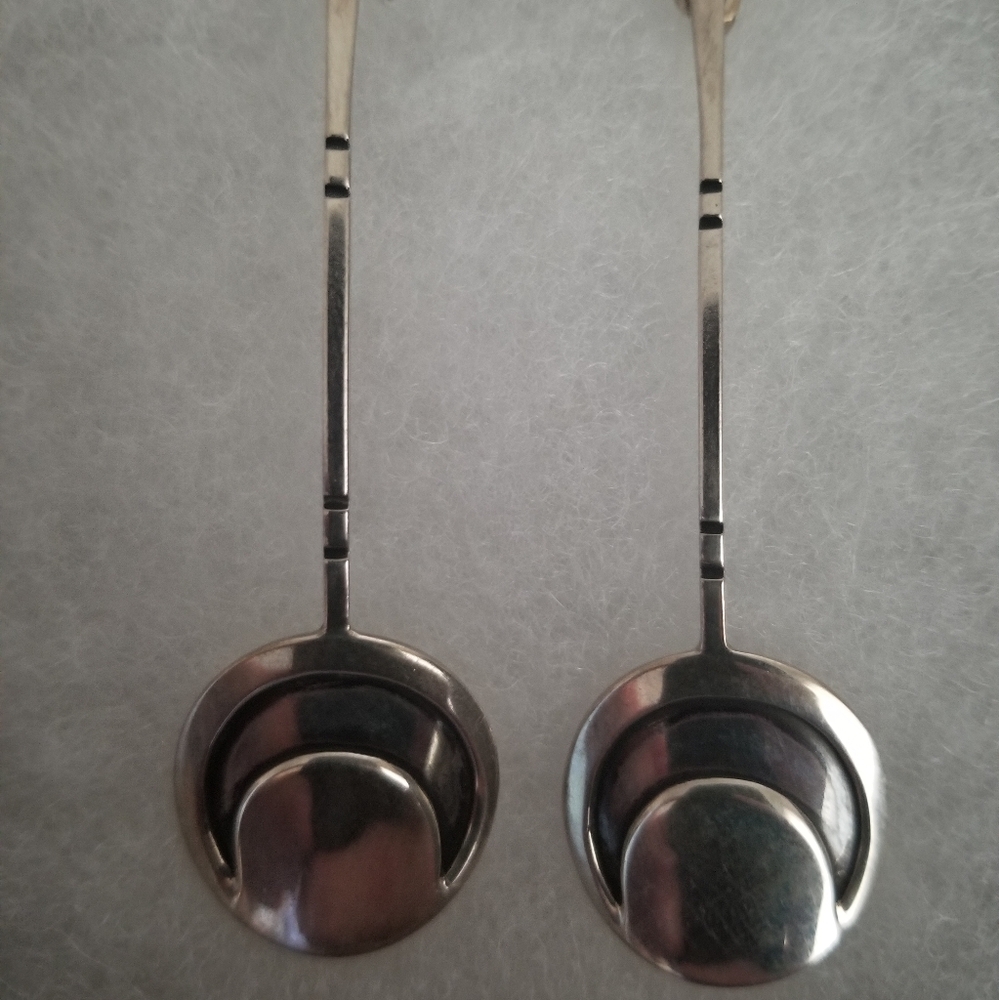 Vintage Sterling Silver Crescent Moon Drop Pendulum Post Earrings